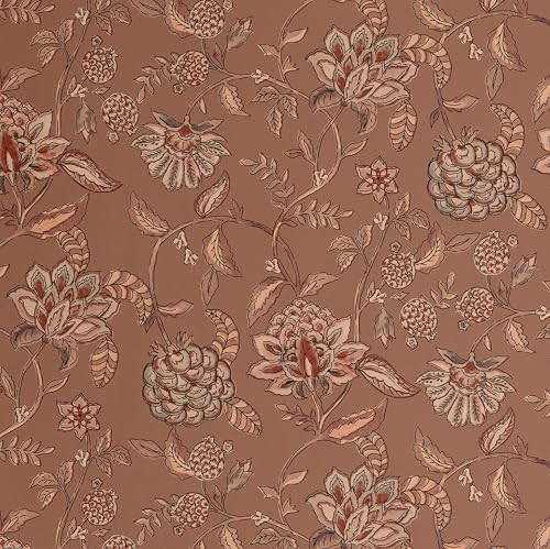 S4Sassy Botanische Blumentapete - Braune Wandverkleidung, 63,5 x 914,4 cm, selbstklebende strukturierte Vinyl-Wandtapete, einfache DIY-Wandverkleidung für Schlafzimmer, Schränke von S4Sassy