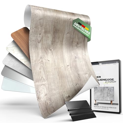 [13,89€/m²] Klebefolie in Holz-Optik inkl. Rakel & E-Book I Selbstklebende Holz Folie für Möbel & Küche - hitzebeständig & abwaschbar I Möbelfolie I Dekofolie (Ribbeck Oak, 5m x 67,5cm) von SA ROCA