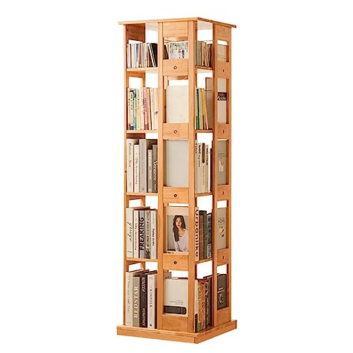 stabiles Bücherregal Drehbares Bücherregal aus Holz, 360° rollendes Bücherregal, offenes stehendes Bücherregal, 2/4/5-stufiges Bücherregal, Organizer, Bücherregal Verschönern Sie Ihr Zimmer von SAAKO