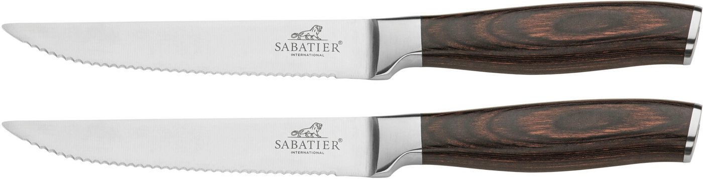SABATIER International Steakbesteck (2-tlg), 2 Personen, Holz, Klingenstahl, Pakka Holz Griffe von SABATIER International