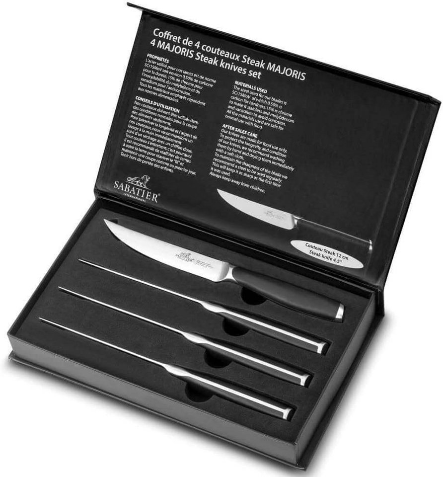 SABATIER International Steakmesser Set mit 4 Küchenmessern, Edelstahl, flach, robost von SABATIER International