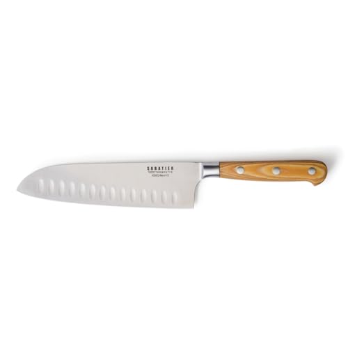 Sabatier Essentiel, 168-007, Santoku, Chinesisches Messer, Multifunktion, 18 cm, Braun, Edelstahl von SABATIER TROMPETTE