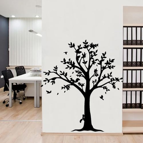 SABORR Großer Baum Vogel Vinyl Aufkleber Kinderzimmer Home Decor Wandaufkleber Aufkleber Kunst Aufkleber Schwarz PVC von SABORR