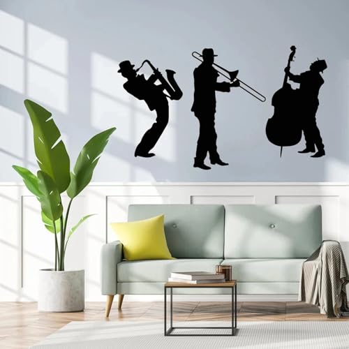 SABORR Jazz Vinyl Instrument Musik Band Musiker Konzert Wandaufkleber Raumdekoration Wandbild Schwarz PVC von SABORR