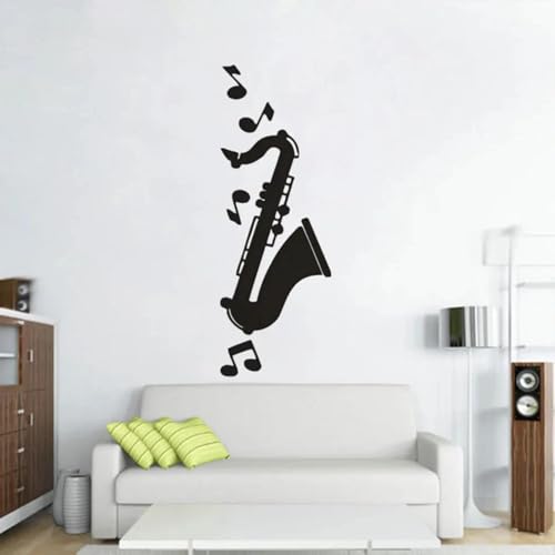 SABORR Musiknoten Musikinstrument Saxophon Wandaufkleber Musikstudio Kunst Aufkleber Wohnzimmer Schlafzimmer Tapete Schwarz PVC SABORR Musiknoten Musikinstrument Saxophon Wandaufkleber Musikstudio Kunst Aufkleber Wohnzimmer Schlafzimmer Tapete Schwarz PVC von SABORR