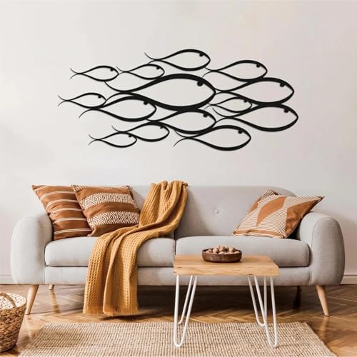 SABORR Ozean Fisch Schule Wandaufkleber Badezimmer Dekorative Linien Fisch Schule Kunst Wandaufkleber Vinyl Aufkleber Schwarz PVC von SABORR