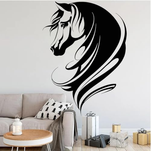 SABORR Pferdekopf Wandaufkleber abstrakt Vinyl Aufkleber Schlafzimmer Wohnzimmer Dekoration Wandbild Aufkleber Kunst schwarz PVC von SABORR