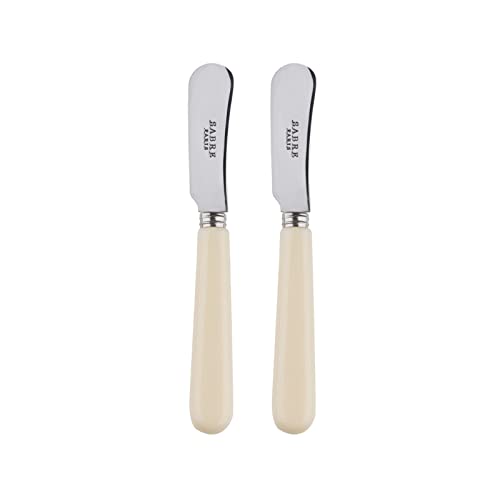 SABRE PARIS - 2er Set Buttermesser 14 cm - Pop - Ideal Für Butter, Aufstrich - Edelstahl & Nylon - Spülmaschinenfest - Elfenbeinfarbe von SABRE PARIS