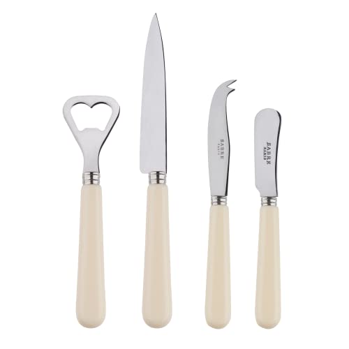 SABRE PARIS - Apero-Set, 4-teilig -Pop - Flaschenöffner, Spickmesser, kleines Käse- & Buttermesser - Edelstahl & Acryl - Spülmaschinenfest - Elfenbeinfarbe von SABRE PARIS