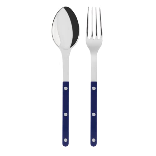 SABRE PARIS - Servierbesteck, 2-teilig - Bistrot - Große Gabel & Servierlöffel - Edelstahl & Nylon - Spülmaschinenfest - Marineblau von SABRE PARIS