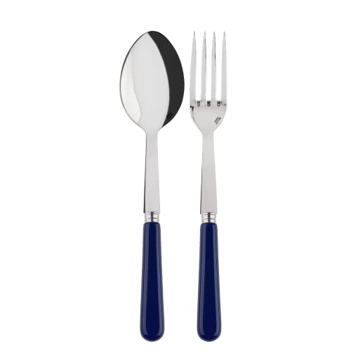 SABRE PARIS - Servierbesteck, 2-teilig - Pop - Große Gabel & Servierlöffel - Edelstahl & Acryl - Spülmaschinenfest - Marineblau von SABRE PARIS