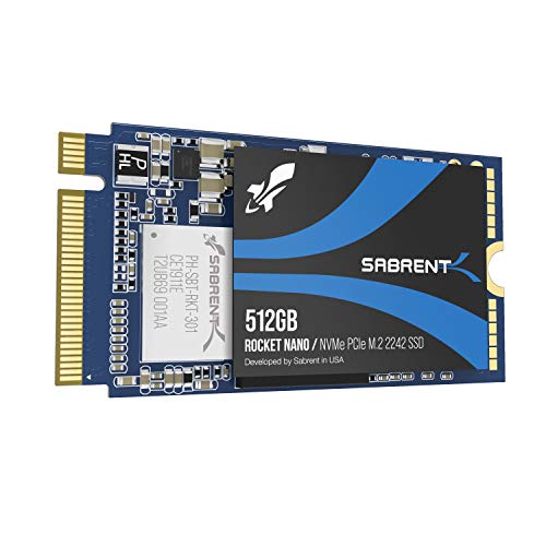 SABRENT 2242 M.2 NVMe SSD 512GB, Interne SSD 1700 MB/s Lesen, 42 mm PCIe 3.0 X4, Internes Solid State Drive, High Performance kompatibel mit Allen PCs, NUCs und Laptops (SB-1342-512) von SABRENT