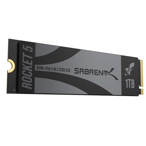 SABRENT NVMe SSD M.2 1TB Gen 5 13,000MB/s Lesen, 9,500MB/s Schreiben Interne SSD PCIe 5 X4 (SB-RKT5-1TB) von SABRENT