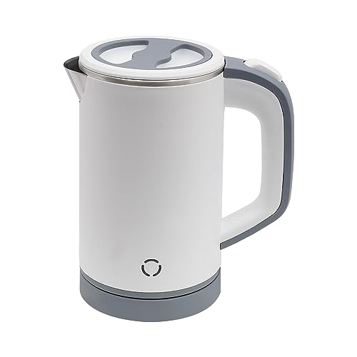 SABUIDDS Edelstahl Wasserkocher 800ml, Electric Kettle mit Kontrollanzeige, Pirouettenbasis, BPA-frei Kettle, Teekocher Kompakt, 600W, für Geschäftsreisen/Camping/Reisen/Büros/Wohnungen Weiß von SABUIDDS