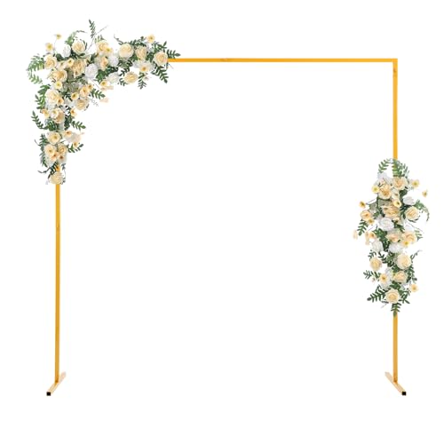 SABUIDDS Metall Ballonbogen Gold 2M Hochzeitsbogen Vorhang Traubogen Gestell Kulissenständer Gardinen Dekoration für Party Zeremonie Events Dekoration Fotografie Party Hochzeit Torbogen Zeremonie von SABUIDDS