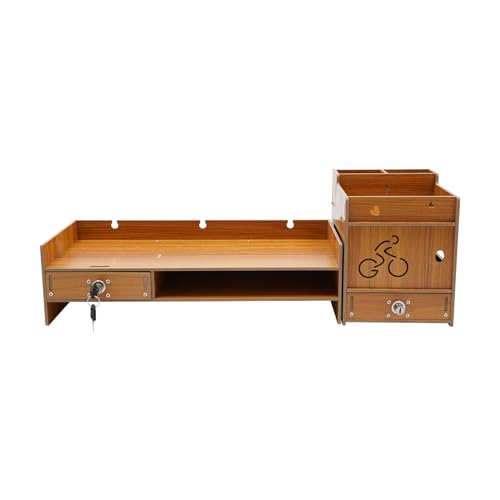 SABUIDDS Monitorständer Unterbau Bildschirm mit Handyhalter und Schublade, Ablagefläche, 48 x 20 x 13,5cm, Holz Unterbau Laptop Druckerständer Bildschirm Laptop Ständer für iMac PC Notebook Drucker von SABUIDDS