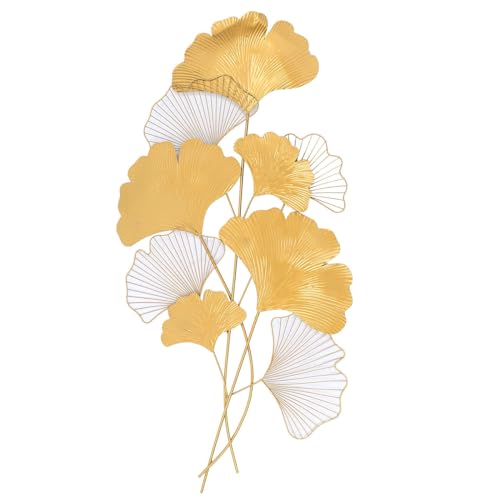 SABUIDDS Wanddeko Metall Gingko 55 x 110cm, Wanddeko Wohnzimmer 3D Deko Gold Home Wall Art Dekoration für Zuhause, Büro, Schlafzimmer, Wohnzimmer & Hotelrestaurants, Deko-Objekt, Gold von SABUIDDS