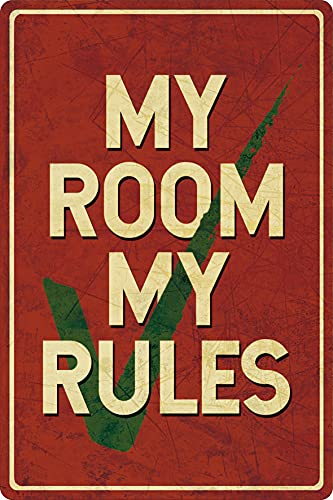 SACOINK Familien-Blechschild My Room My Rules Outdoor & Indoor Schild für Zuhause, Schlafzimmer, Haus, Küche, Wanddekoration, 30,5 x 20,3 cm von SACOINK