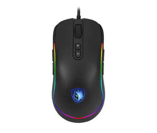 Sades Revolver Gaming-Maus, Verkabelung: 10.000 dpi, optischer Sensor, Chroma-RGB-Beleuchtung, 9 programmierbare Tasten, beidhändiges Design, bequemer ergonomischer Griff, PC-Gaming-Maus Sades Revolver Gaming-Maus, Verkabelung: 10.000 dpi, optischer Sensor, Chroma-RGB-Beleuchtung, 9 programmierbare Tasten, beidhändiges Design, bequemer ergonomischer Griff, PC-Gaming-Maus von SADES