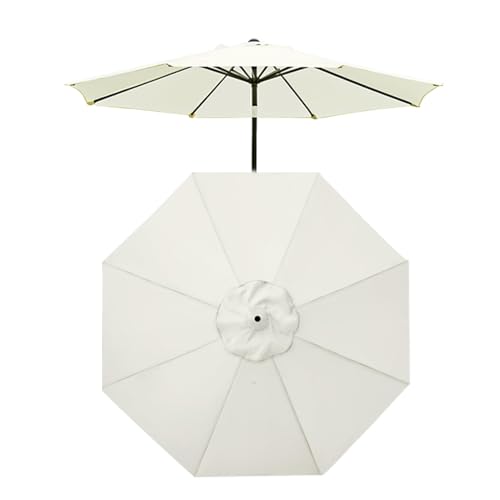 Sonnenschirm-Ersatzabdeckung, 6/8 Streben, Outdoor Markt Tisch Schirm Schirm Baldachin Regenschirm Ersatz Stoff, Sonnenschirmbezug Mit 200cm 270cm 300cm (Color : Off-White, Size : 2.7M-8Arms) von SADITY