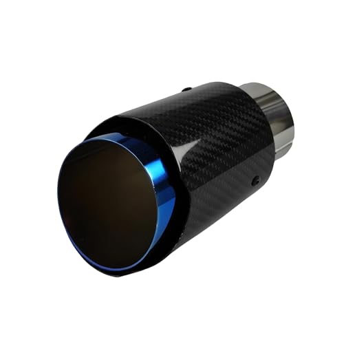 Abgasrohr 1 Stück Universal Auto Carbon Fiber Endrohr Edelstahl Schalldämpfer Blau Beschichtung Twill Glossy Schalldämpfer Auspuffdüse Spitze Auto Auspuffrohr(60mm-76mm) von SADQRG