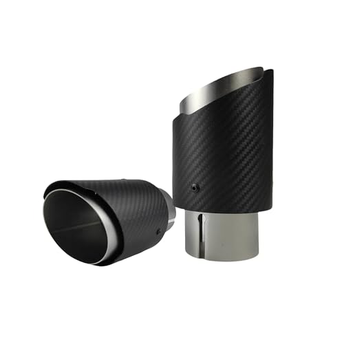 Abgasrohr 1 Stück Universal Auto Carbon Fiber Endrohr Edelstahl Schalldämpfer Sandstrahl Twill Matte Auspuffdüse Spitze Auto Auspuffrohr(76mm-89mm) von SADQRG