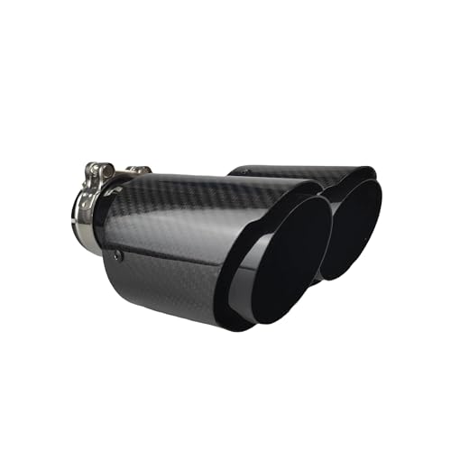 Abgasrohr 1 Stück Universal Auto Carbon Fiber Schwanz Hals Länge Schwarz Y-förmigen Double Out Twill Glänzend Auspuff Schalldämpfer Spitze Auto Auspuffrohr(60mm-89mm-Left) von SADQRG