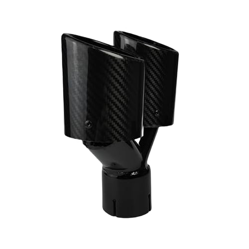 Abgasrohr 1 Stück Universal Auto Edelstahl Endrohr Schalldämpfer Länge Y-förmig Double Out Twill Glossy Auspuff Schalldämpfer Spitze Auto Auspuffrohr(60mm-89mm-Left) von SADQRG