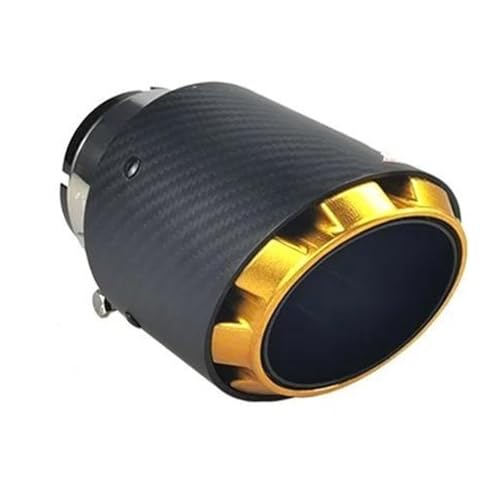 Abgasrohr Design Cool Style 3 Schichten Kohlefaser + Schwarz Edelstahl Modifizierte Auto-Auspuffspitze Auto Auspuffrohr(Gold In63-101mm) von SADQRG
