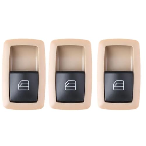 Power Fensterschalter Beifahrerseite Fensterheber Schalter Taste Für Mercedes A B ML GL R Klasse W251 W169 W245 X164 W164 2518200510 A2518200510(3PCS Beige Button) von SADQRG