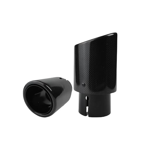 SADQRG Abgasrohr 1 Stück Carbon Fiber Endrohr Stahl Schalldämpfer Hellschwarz Leinwandbindung Rollrand Glänzend Schalldämpfer Auspuffdüsenspitze Auto Auspuffrohr(60mm-114mm) von SADQRG