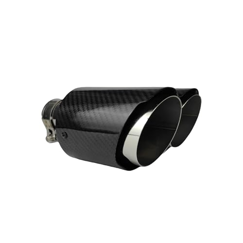 SADQRG Abgasrohr 1 Stück Universal-Auto-Schalldämpfer Aus Kohlefaser Länge Auspufftopfs Poliert Y-förmig Doppelte Auspuffspitze Aus Twill Glänzend Auto Auspuffrohr(63.5mm-89mm-Right) von SADQRG