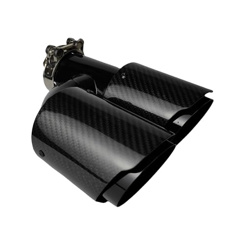SADQRG Abgasrohr 1 Stück Universal-Auto-Schalldämpfer Aus Kohlefaser Länge Schwarz H-förmig Doppelte Auspuffspitze Aus Twill Glänzend Auto Auspuffrohr(76.2mm-101mm-Left) von SADQRG
