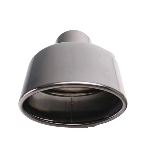 SADQRG Abgasrohr Auto-Auspuffrohrspitzen 57 Mm Einlass Edelstahl Schalldämpfer Schwanz Gerollter Auslass 125 * 75 Mm Dekoration Abgeschrägtes Ende Auto Auspuffrohr(Schwarz) von SADQRG