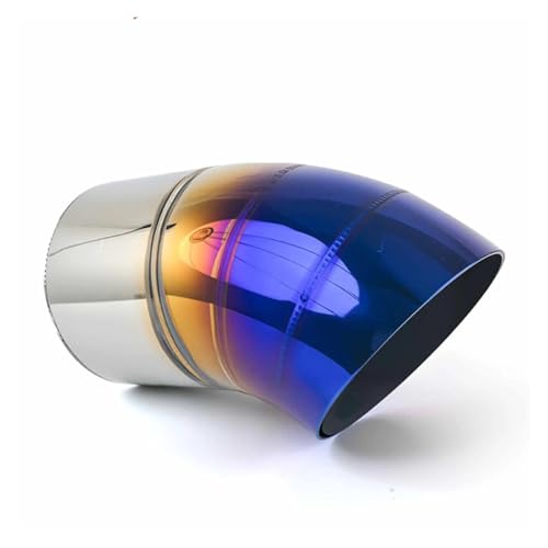 SADQRG Abgasrohr Universal 51mm Einlass 89mm Auslass Auto Auspuff Schalldämpfer Rohr Edelstahl Schwanz Kehle Trim Hinten Ende Outlet Endrohr Auto Auspuffrohr(Blau) von SADQRG