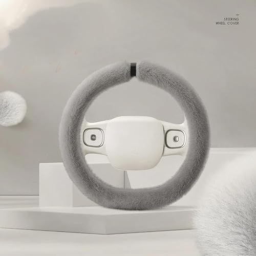 SADQRG Lenkrad Bezug Auto Plüsch-Lenkradbezug allgemein 36 cm Winter Warmer Nerz-Samt Auto-Innenausstattung, einfache Atmosphäre(Grey-Type D) von SADQRG