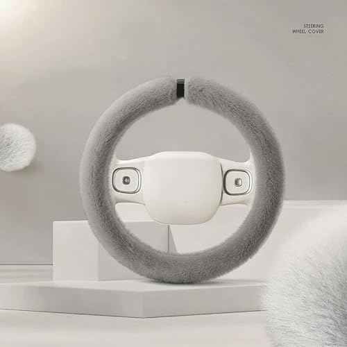 SADQRG Lenkrad Bezug Auto Plüsch-Lenkradbezug allgemein 36 cm Winter Warmer Nerz-Samt Auto-Innenausstattung, einfache Atmosphäre(Grey-Type O) von SADQRG