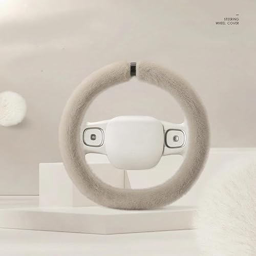 SADQRG Lenkrad Bezug Auto Plüsch-Lenkradbezug allgemein 36 cm Winter Warmer Nerz-Samt Auto-Innenausstattung, einfache Atmosphäre(Misty apricot-Type D) von SADQRG