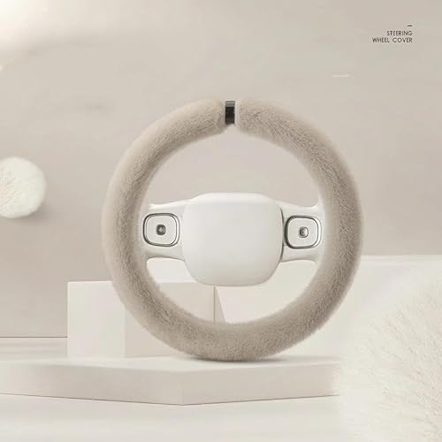 SADQRG Lenkrad Bezug Auto Plüsch-Lenkradbezug allgemein 36 cm Winter Warmer Nerz-Samt Auto-Innenausstattung, einfache Atmosphäre(Misty apricot-Type O) von SADQRG