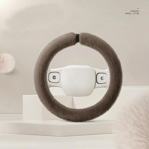 SADQRG Lenkrad Bezug Auto Plüsch-Lenkradbezug allgemein 36 cm Winter Warmer Nerz-Samt Auto-Innenausstattung, einfache Atmosphäre(Palm Coffee-Type O) von SADQRG