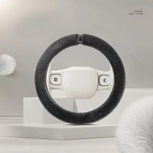 SADQRG Lenkrad Bezug Auto Plüsch-Lenkradbezug allgemein 36 cm Winter Warmer Nerz-Samt Auto-Innenausstattung, einfache Atmosphäre(Pitch Black-Type O) von SADQRG