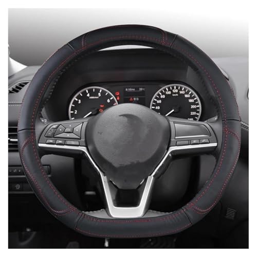 SADQRG Lenkradbezug Echtes Leder Lenkrad Abdeckung Für Nissan Für Qashqai Für Juke Für Primera Für Versa Auto Lenkradhüllen(D RedThread) von SADQRG