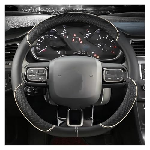 SADQRG Lenkradbezug Lenkradabdeckung Vom Typ D Für Citroen C3 II III 2009 2010 2011 2012 2013 2014 2015 2016 2017 2018 2019 2020 Auto Lenkradhüllen(Beige) von SADQRG