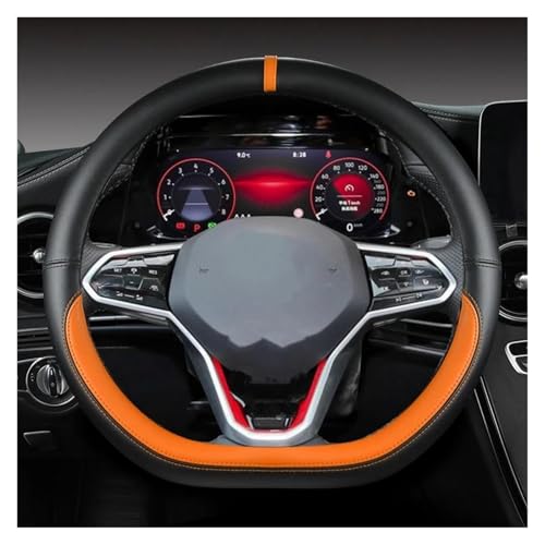 SADQRG Lenkradbezug Mode Leder Lenkrad Abdeckung Für VW Für Golf 8 MK8 VIII Für Golf R Für GTI 2019 2020 2021 2022 Für Tiguan 2022 Auto Accesorios Auto Lenkradhüllen(Orage) von SADQRG
