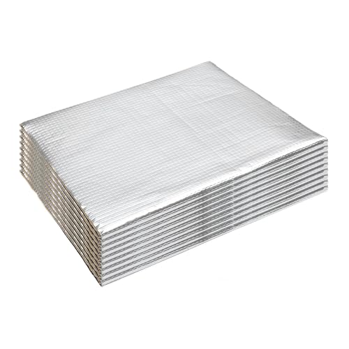 Schallschutzmatte Auto-Schalldämmmatte, 25x18cm 50x30cm 40x20cm Aluminiumfolie, Schaumstoff, Hitzeschild, Schallschutzisolator für Türhaube Insulation Pad(6mm 50x30cm 9pcs) von SADQRG