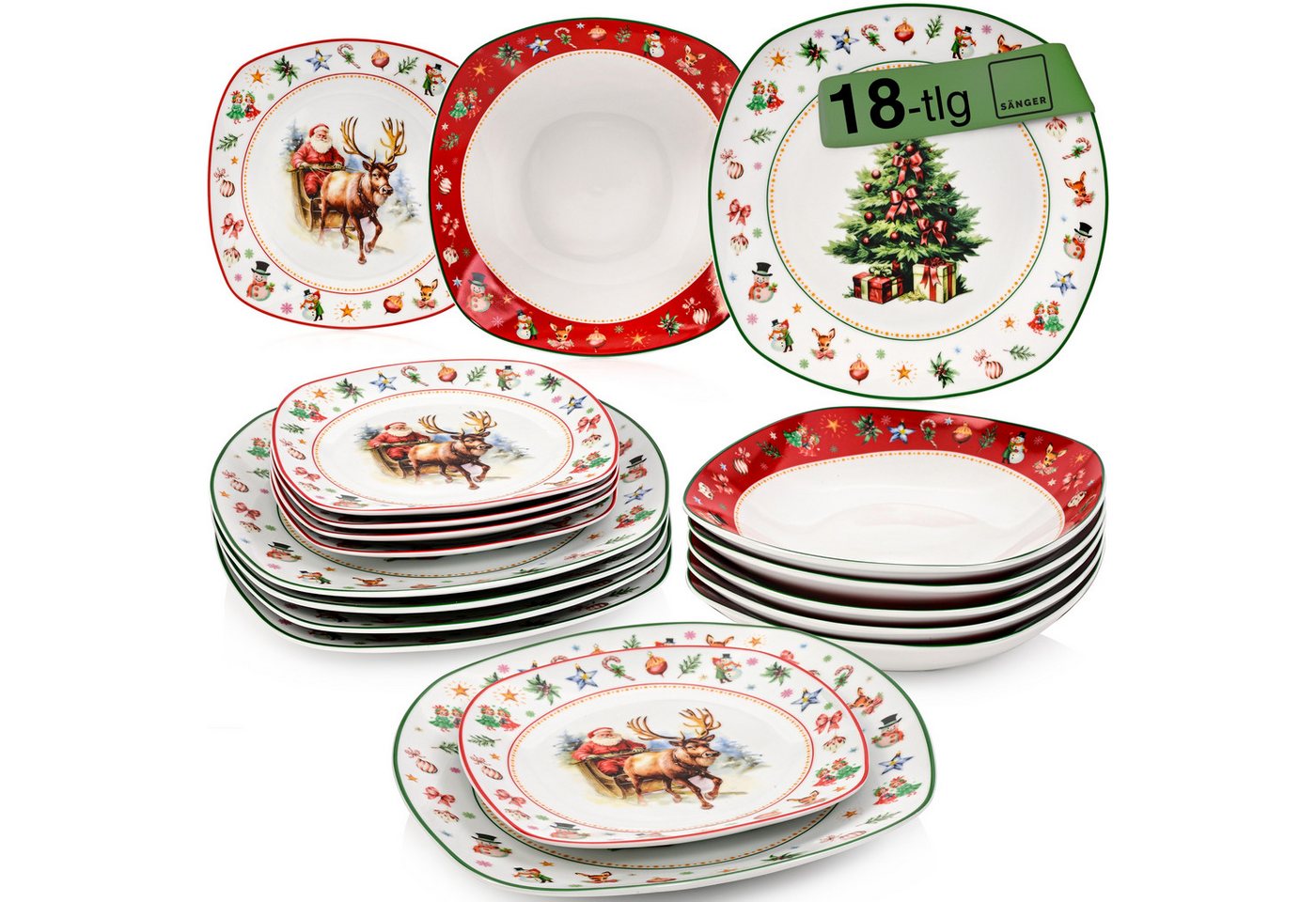 SÄNGER Geschirr-Set Bilgola (18-tlg), 6 Personen, Porzellan, Tafelservice, Erweiterbar, PREMIUM COLLECTION von SÄNGER