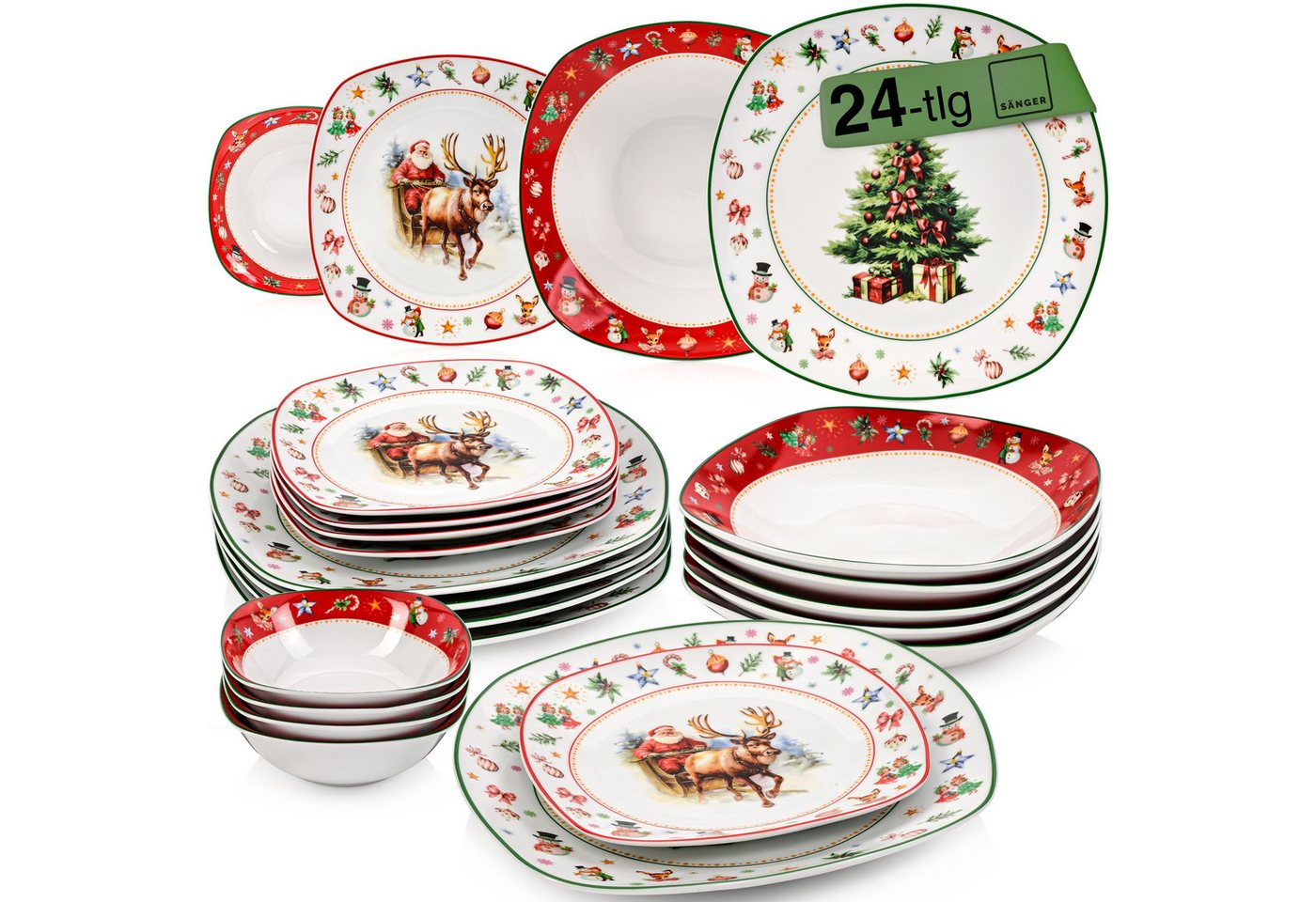 SÄNGER Geschirr-Set Bilgola (24-tlg), 6 Personen, Porzellan, Christmas, Tafelservice, Erweiterbar, PREMIUM COLLECTION von SÄNGER