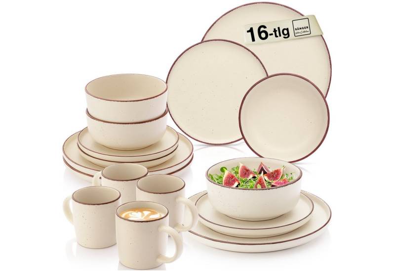 SÄNGER Geschirr-Set Bombay (16-tlg), 4 Personen, Steingut, Bombay Beach, Handmade, Erweiterbar, VALUE COLLECTION von SÄNGER