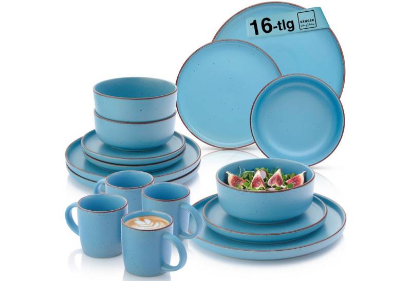 SÄNGER Geschirr-Set Bombay (16-tlg), 4 Personen, Steingut, Bombay Saphir, Handmade, Erweiterbar, VALUE COLLECTION von SÄNGER