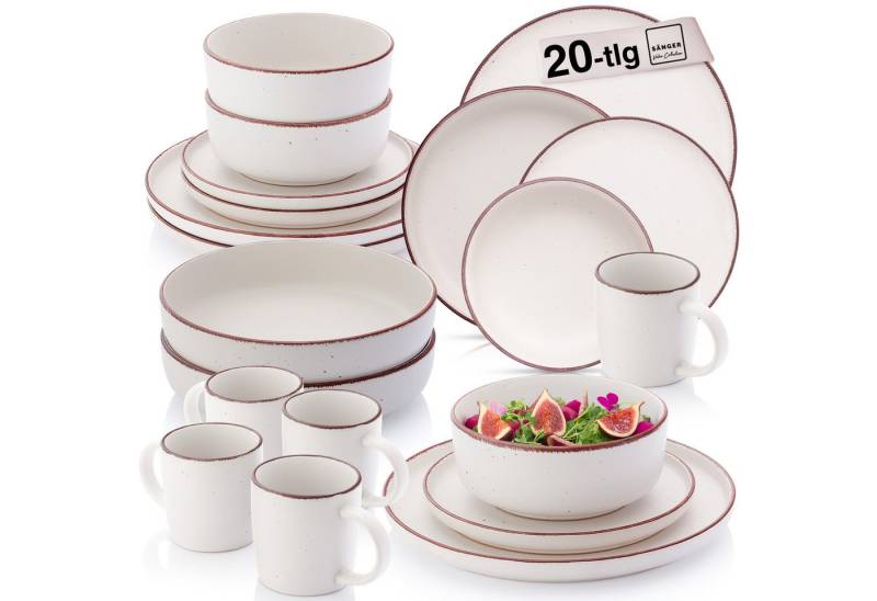 SÄNGER Geschirr-Set Bombay (20-tlg), 4 Personen, Steingut, Bombay Ivory, Handmade, Erweiterbar, VALUE COLLECTION von SÄNGER